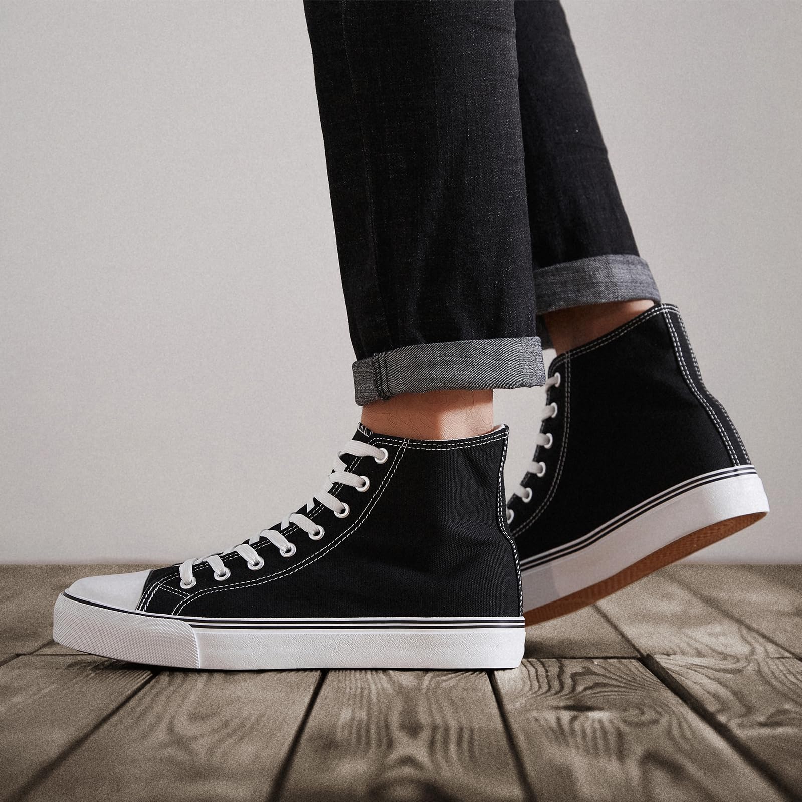 ZGR Men's High Top Canvas Sneakers Lace Up Classic Casual Walking Shoes