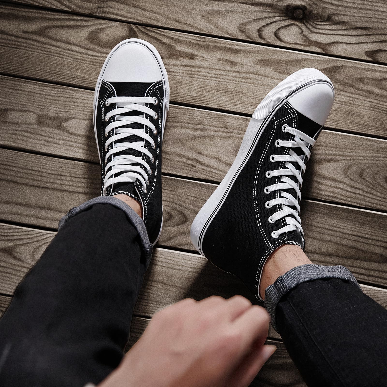 ZGR Men's High Top Canvas Sneakers Lace Up Classic Casual Walking Shoes