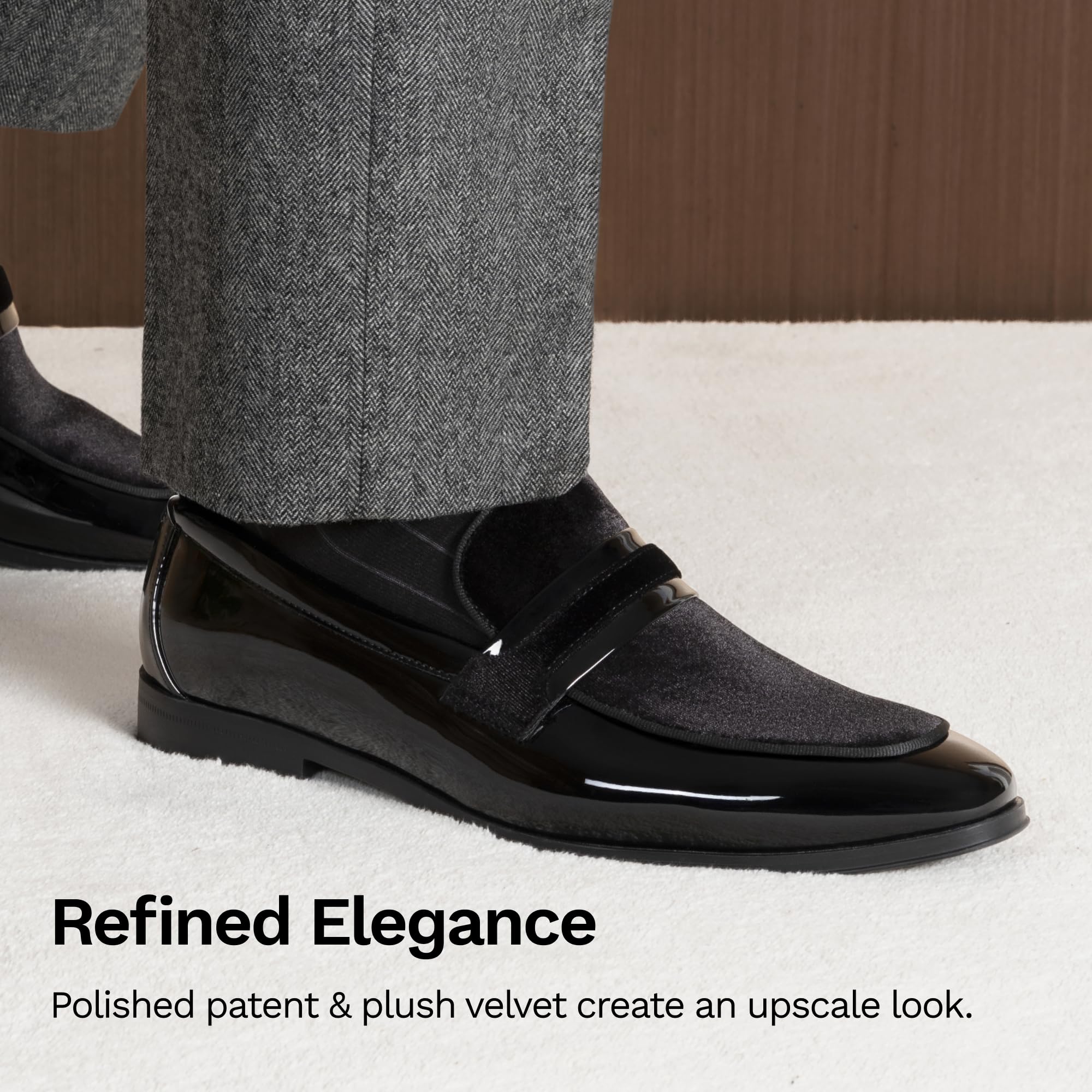 Bruno Marc Men's Tuxedo Patent Loafers Classic Velvet Slip-on Dress Shoes