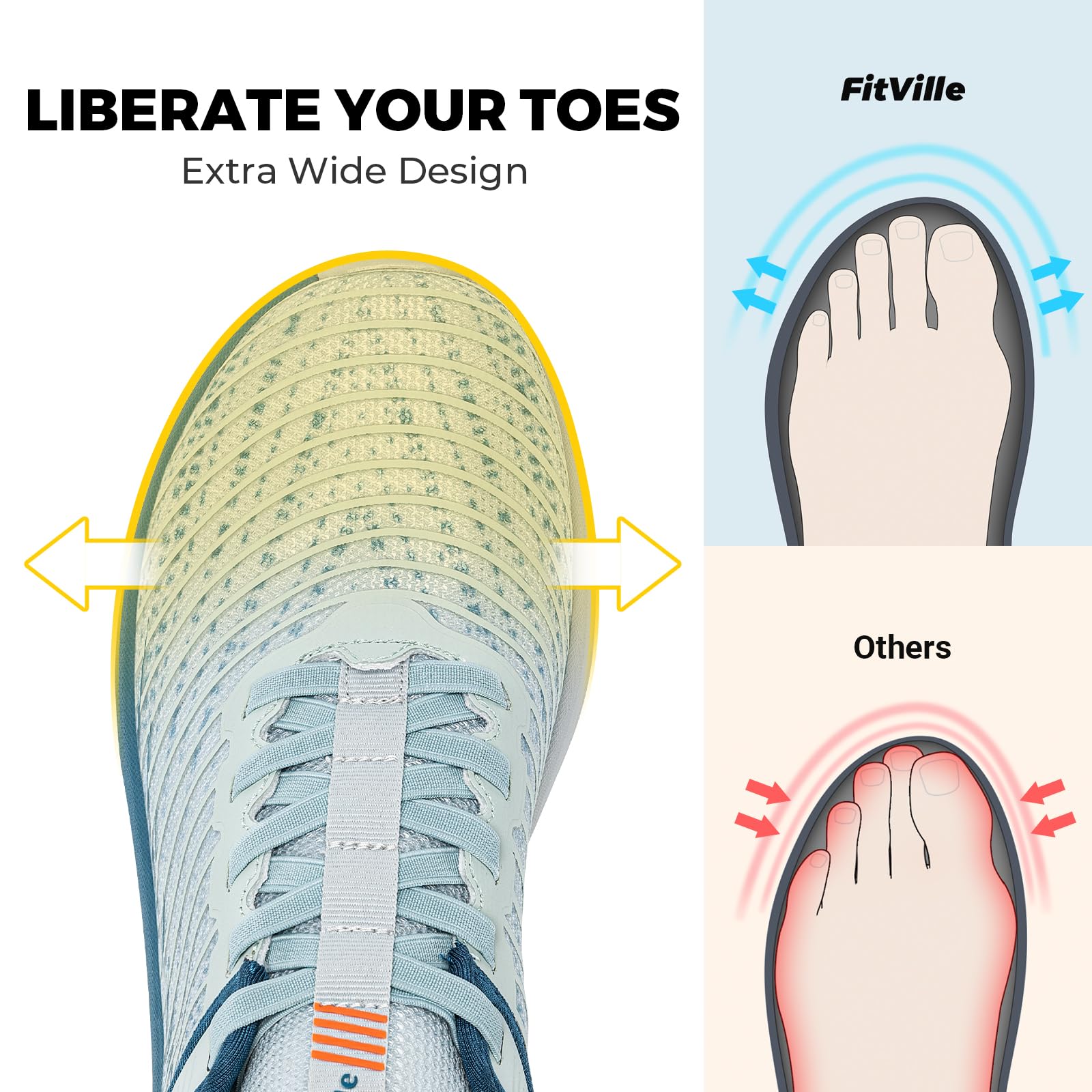 FitVille Men's Extra Wide Walking Shoes Wide Width Breathable Orthopedic Sneakers with Arch Support for Flat Feet Heel Pain Relief