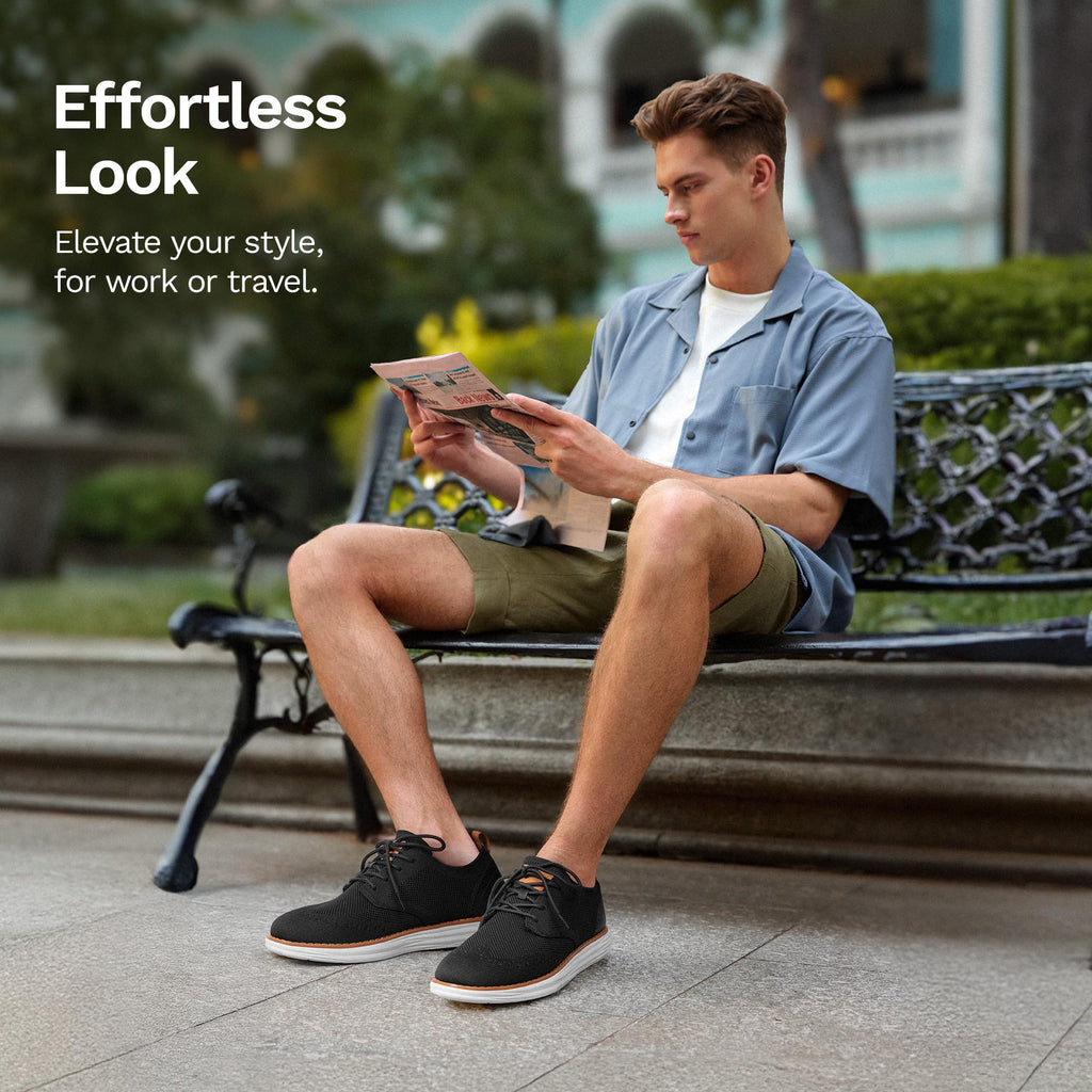 Bruno Marc Men's KnitFlex Craft Mesh Oxfords Sneakers Casual Dress Lace-Up Lightweight Walking Shoes