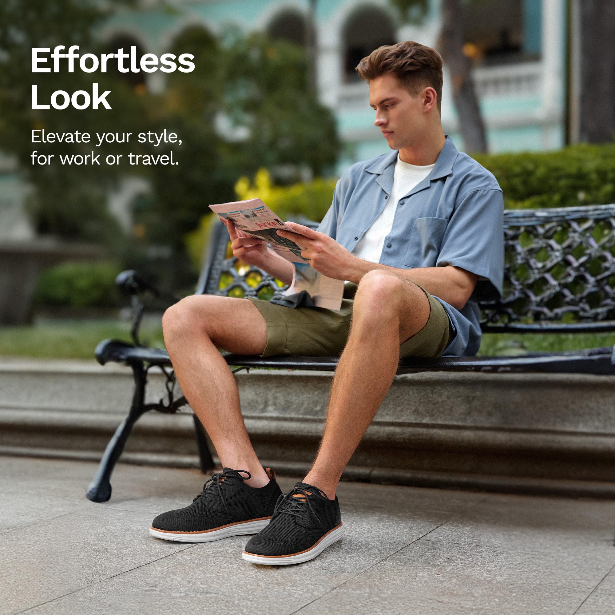 Bruno Marc Men's KnitFlex Craft Mesh Oxfords Sneakers Casual Dress Lace-Up Lightweight Walking Shoes