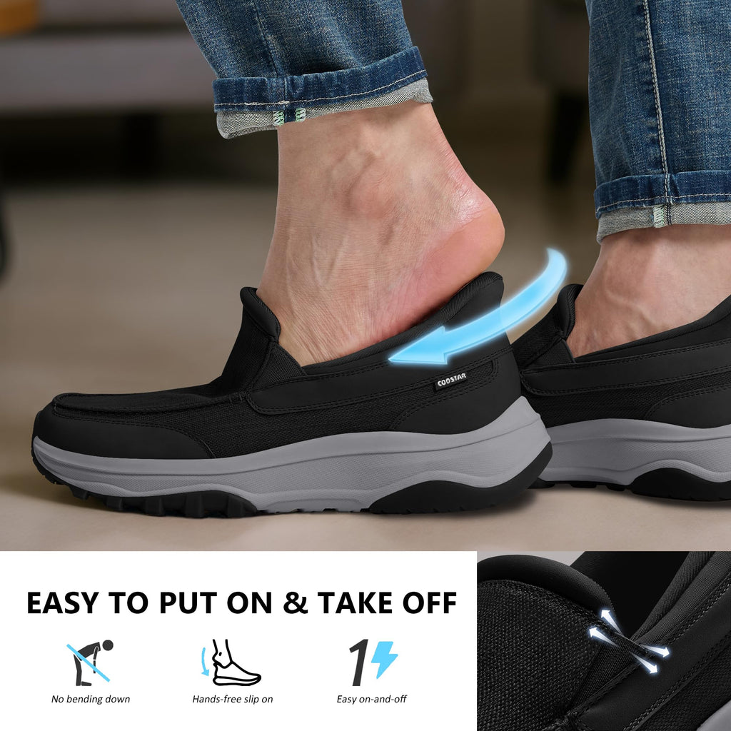 Coostar Slip On Shoes for Men Orthopedic Walking Loafers with Arch Support Canvas Shoe Casual