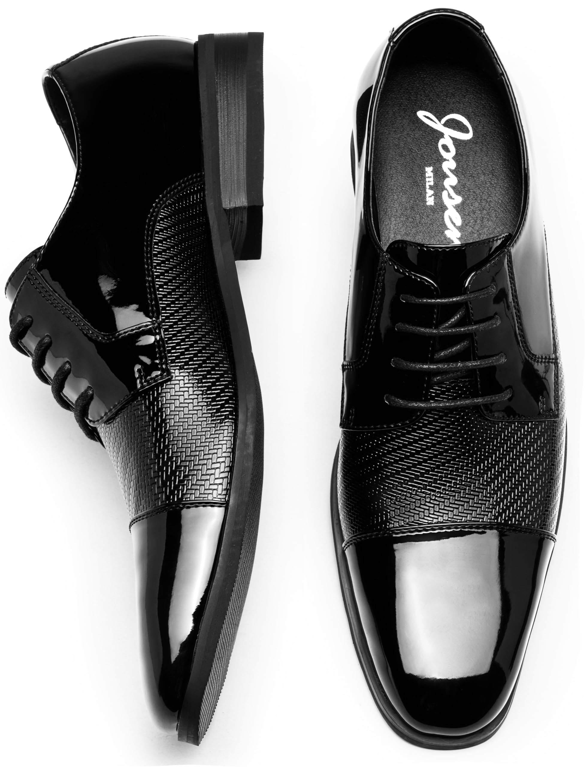 Jousen Mens Dress Shoes Tuxedo Patent Oxford Classic Comfortable Dress Shoes for Men