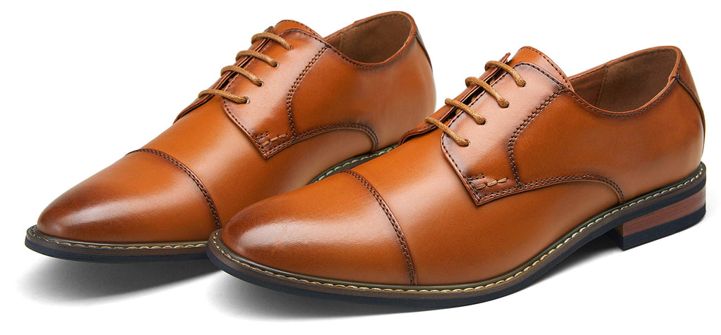 Jousen Men's Dress Cap Toe Shoes Wingtip Brogue Oxfords for Men Business Formal Derby Shoes