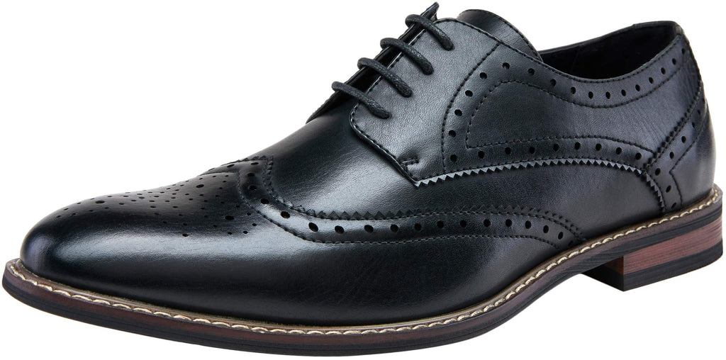 Jousen Men's Dress Cap Toe Shoes Wingtip Brogue Oxfords for Men Business Formal Derby Shoes